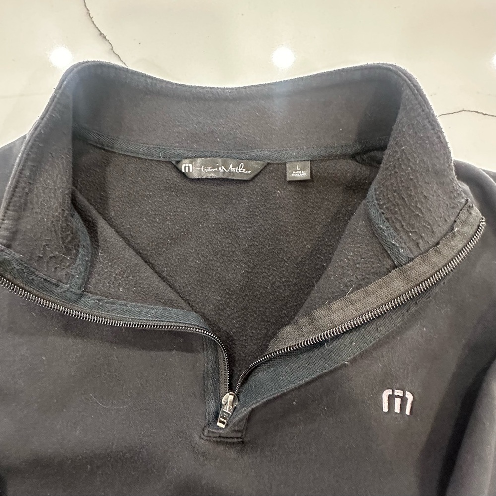 TravisMathew Black 1/4 Zip Pullover Sweatshirt - Size Large - Picture 2 of 9